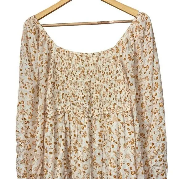 Altard state boho floral smocked puff sleeve mini dress - Picture 12 of 13